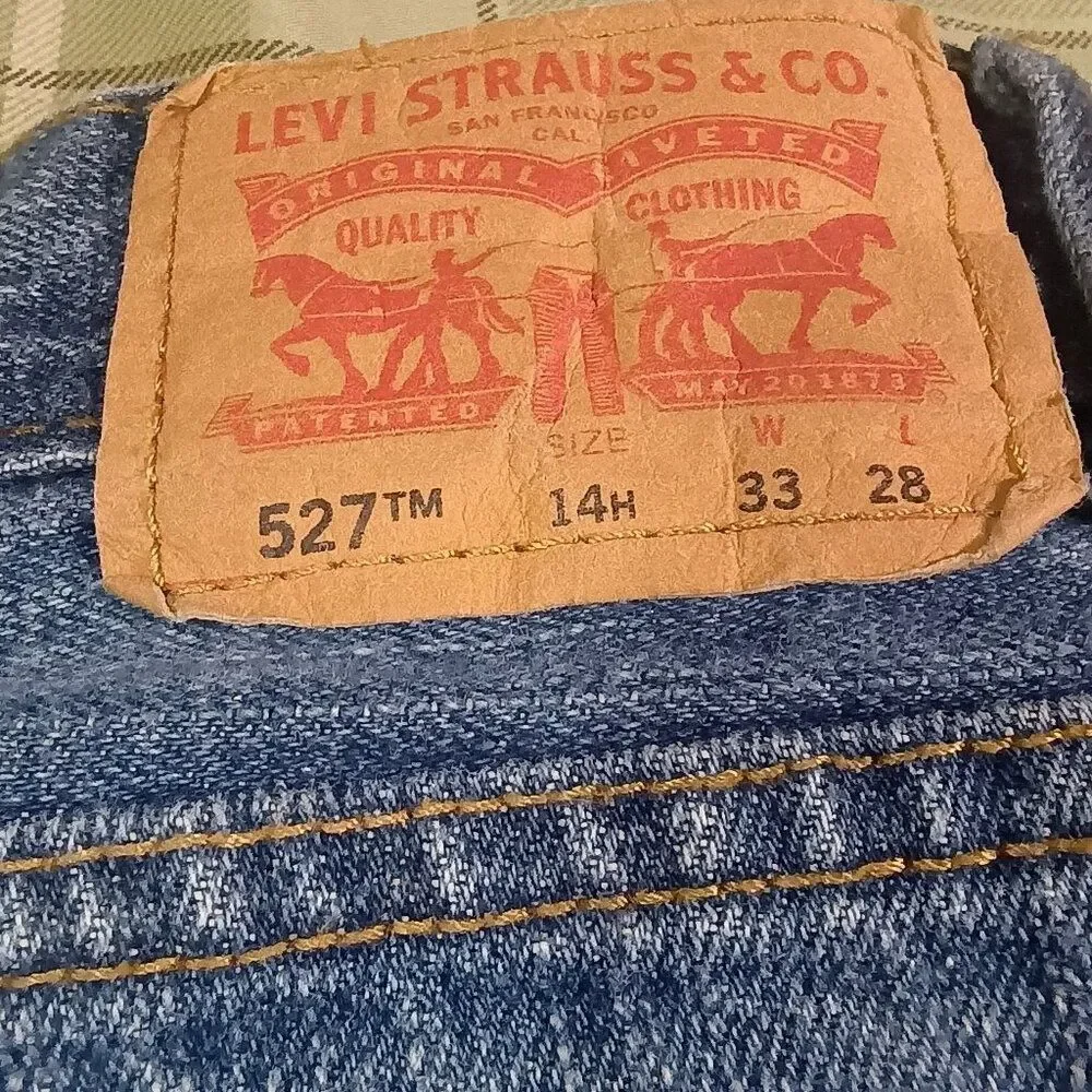 Levis 527‎ Slim Bootcut Mens Jeans Medium Wash Blue Denim 30x25
